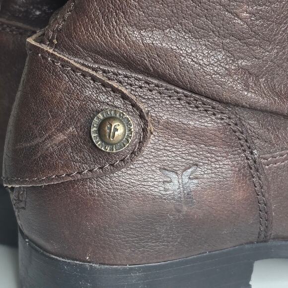 Frye Melissa Back Zip Button Boots‎ Dark Brown Size 6B - Picture 6 of 15